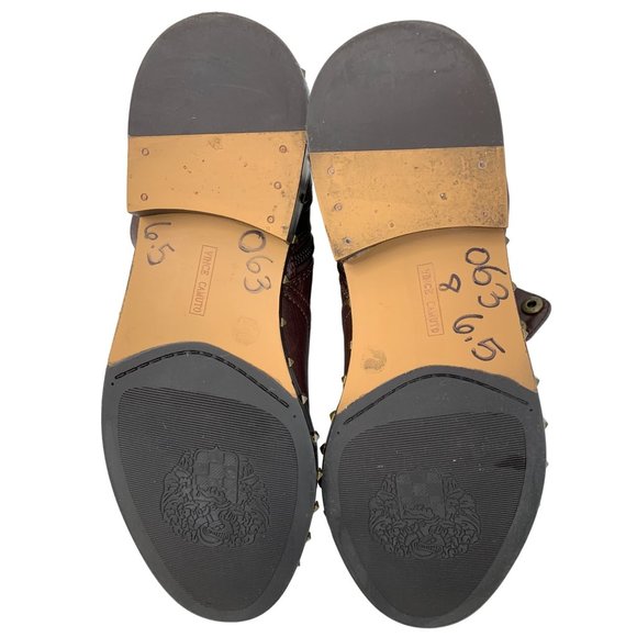 Womens Vince Camuto 6.5 Zip Leather Lace Up Booties Combat Brown Stud 6571 EUC - Picture 13 of 13